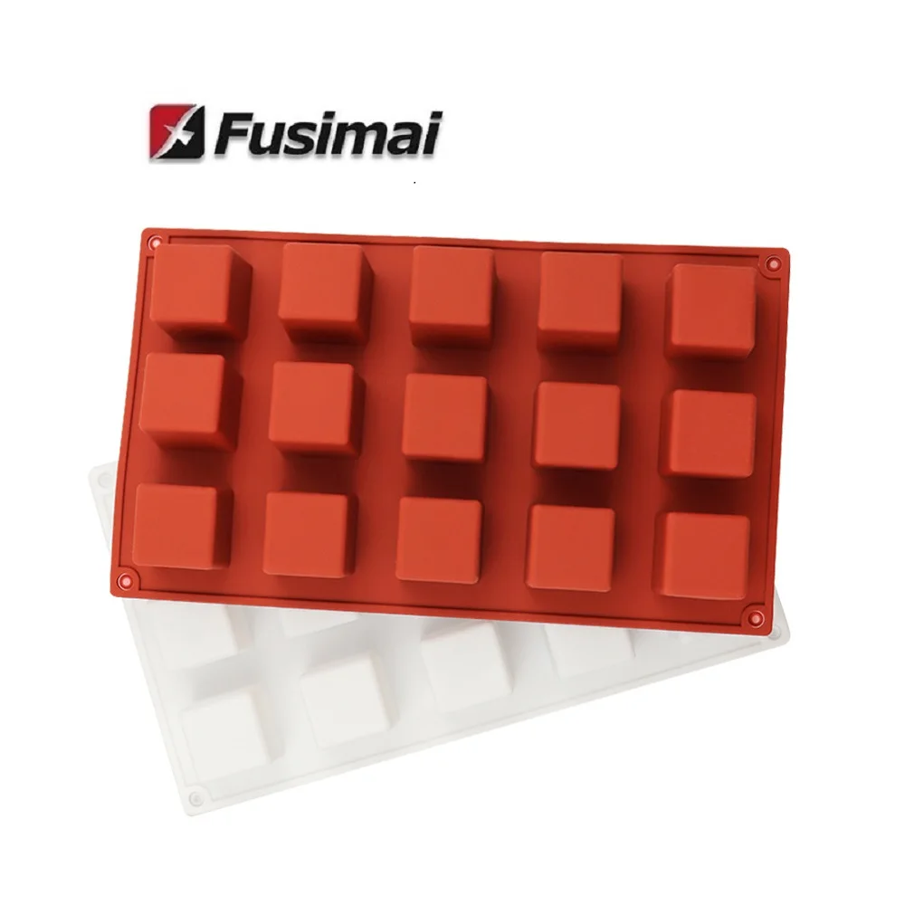 
Fusimai Food Grade Silicone Fondant Ice Lattice Mold 15 Square Brown Sugar Chocolate Molds 