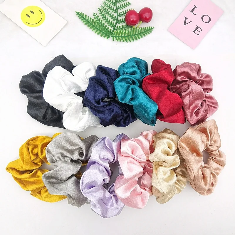 Hot selling products 2022 amazon crystal satin hair bands French retro sausage headband diy rubber band hair accessories