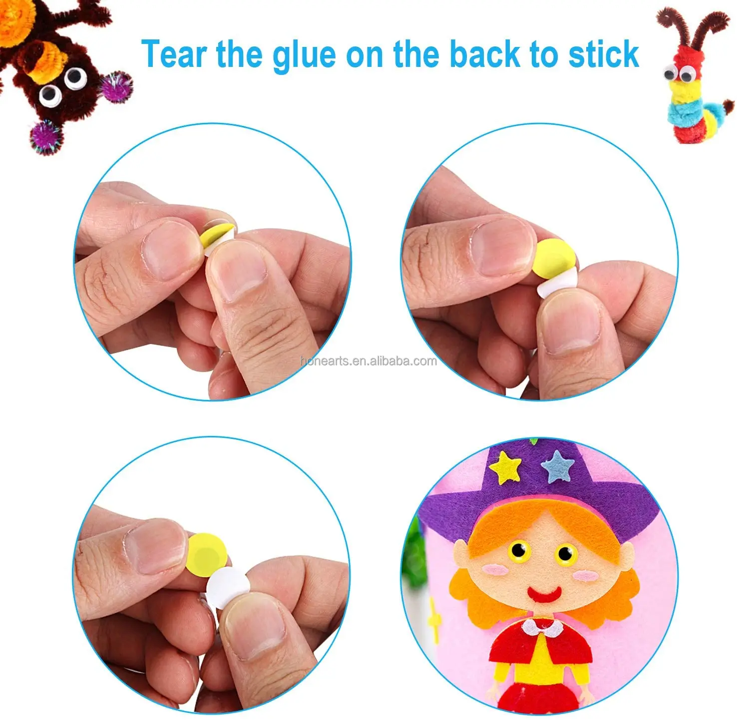 Hot selling plastic moving 100pcs Plastic Googly Wiggle Eyes Self-Adhesive Round 6mm to 35mm White Sticker Eyes for DIY Crafts