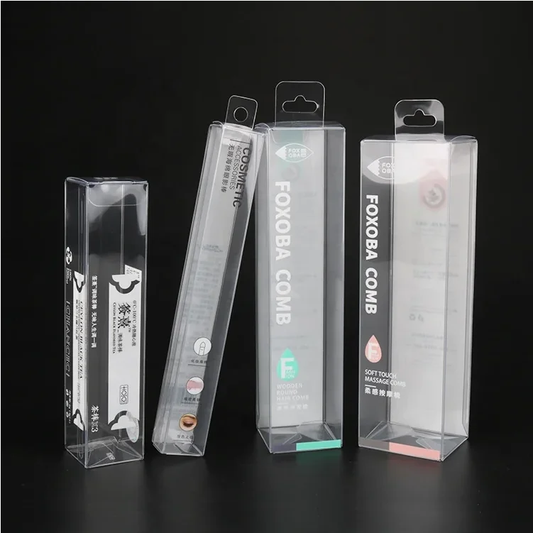 Hangable square acid free acetate transparent PVC PET Clear packaging gift plastic box