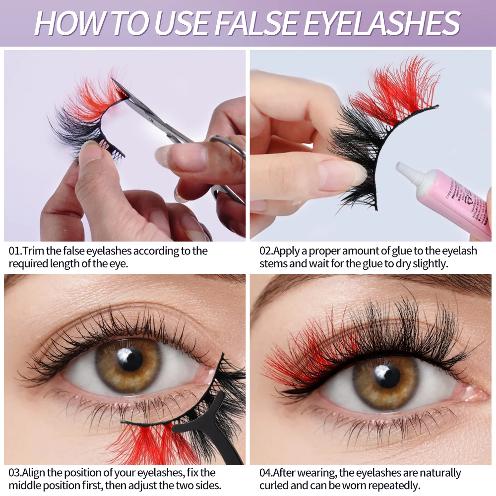 Magefy Eyelash Extensions Two Colors Party Style False Eye Lashes Colorful Handmade Faux Mink 3d Eyelashes