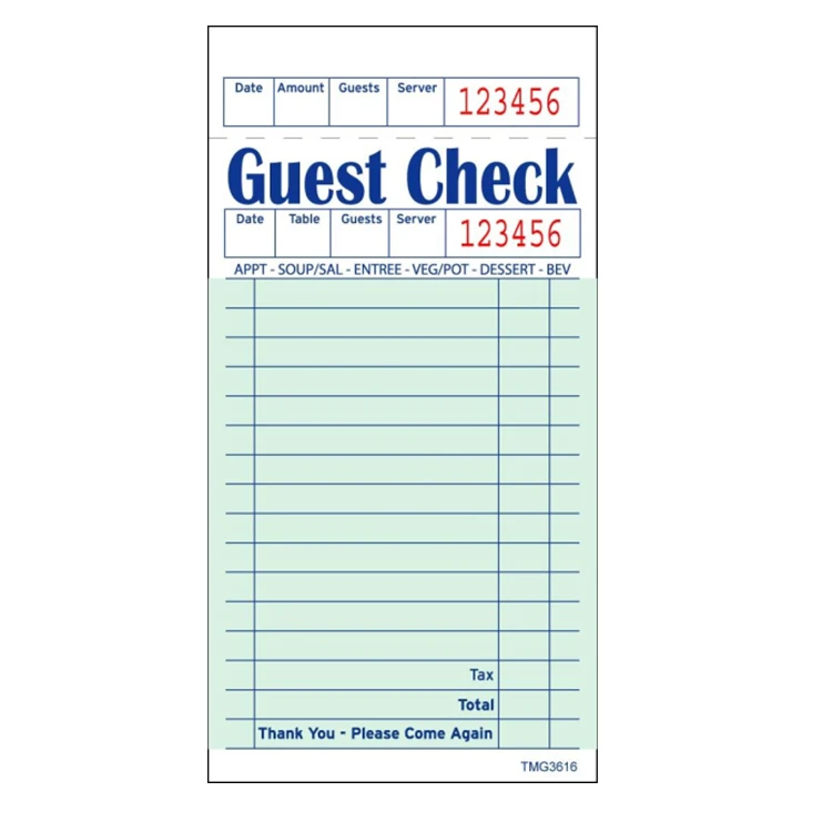 China manufacturer factory wholesale carbonless paper receipt book custom printing restaurant guest check pads