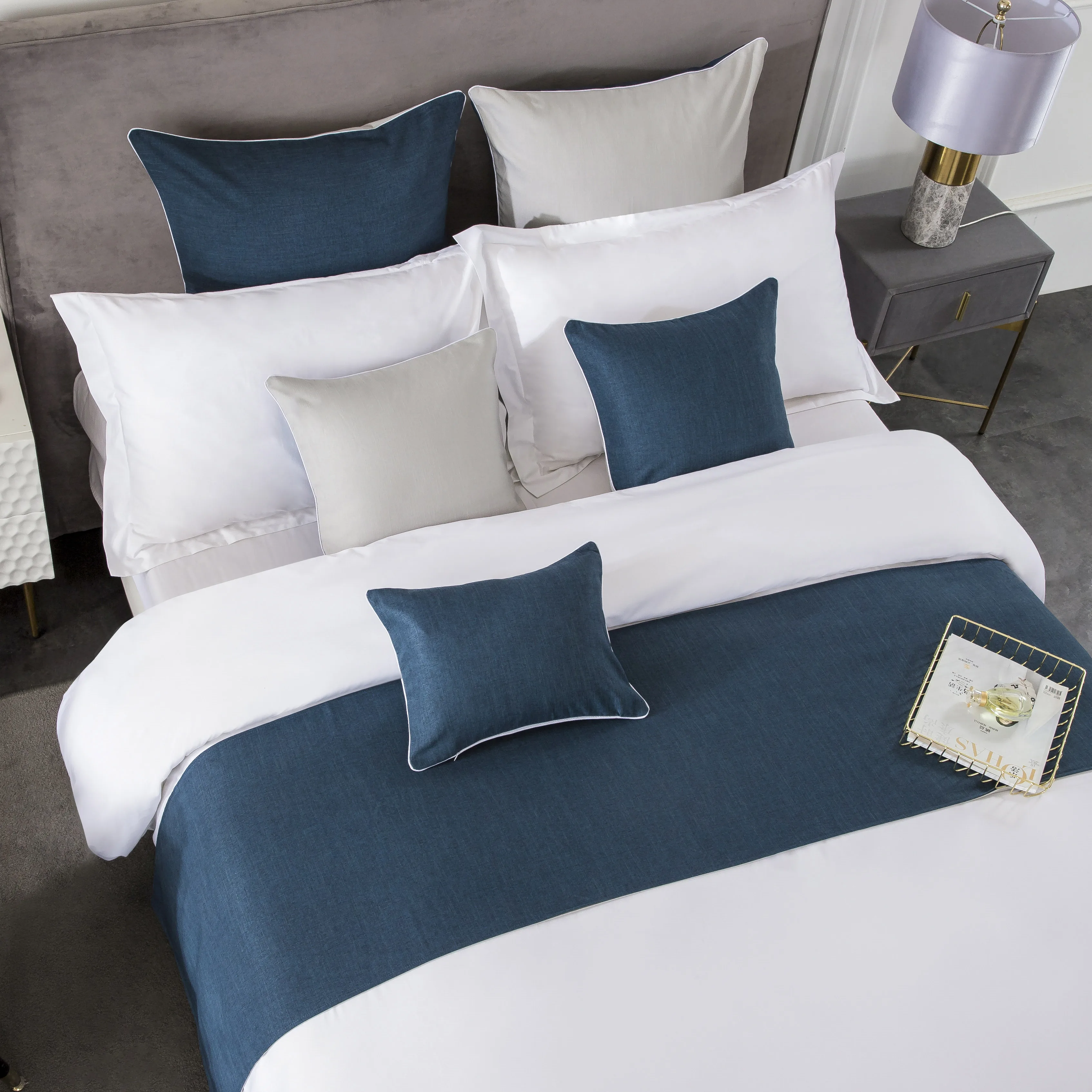 Easton Hotel Bed Linen Bedsheet Luxury White Bedding Set Queen King 100% Cotton Bed Sheet Set