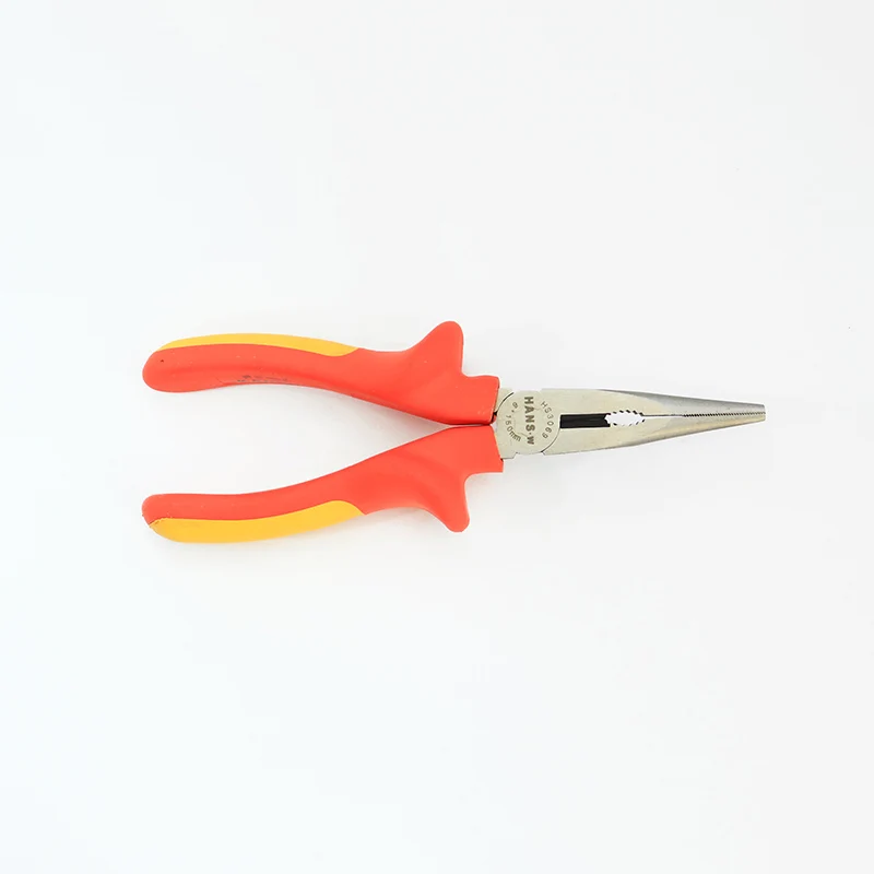 
HANS.w 6-Inch Long Nose Pliers With Cutter, 1000V Insulated, Chrome Vanadium Steel, VDE-GS Certified 