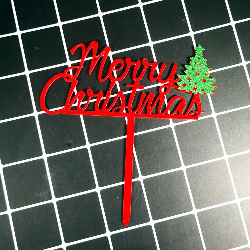 Christmas cake decoration merry christmas acrylic custom cake topper