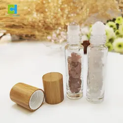 Custom Logo 10Ml 15Ml Rose Gold Lid Essential Oil Natural Crystal Gemstone Roller Bottle