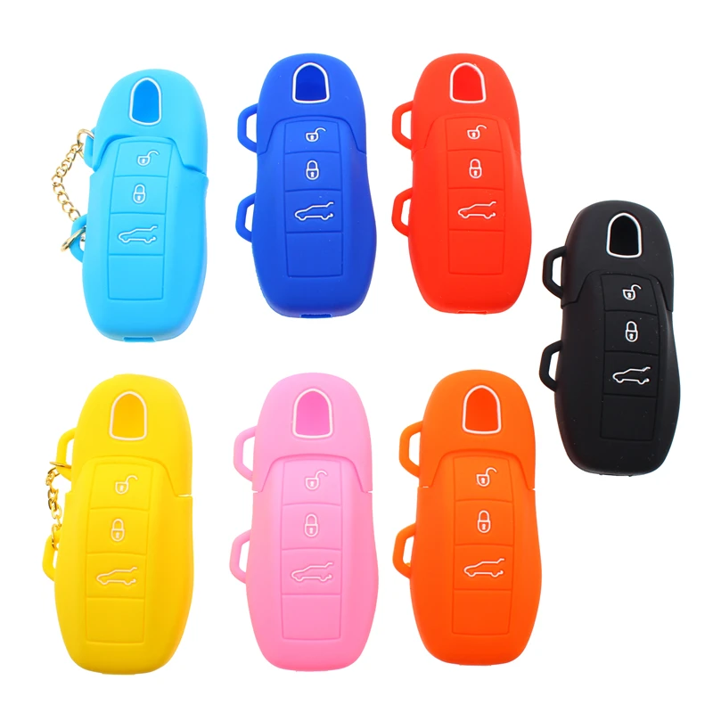 Silicone car key Holder Jacket Remote Key Case Shell For Porsche Cayenne