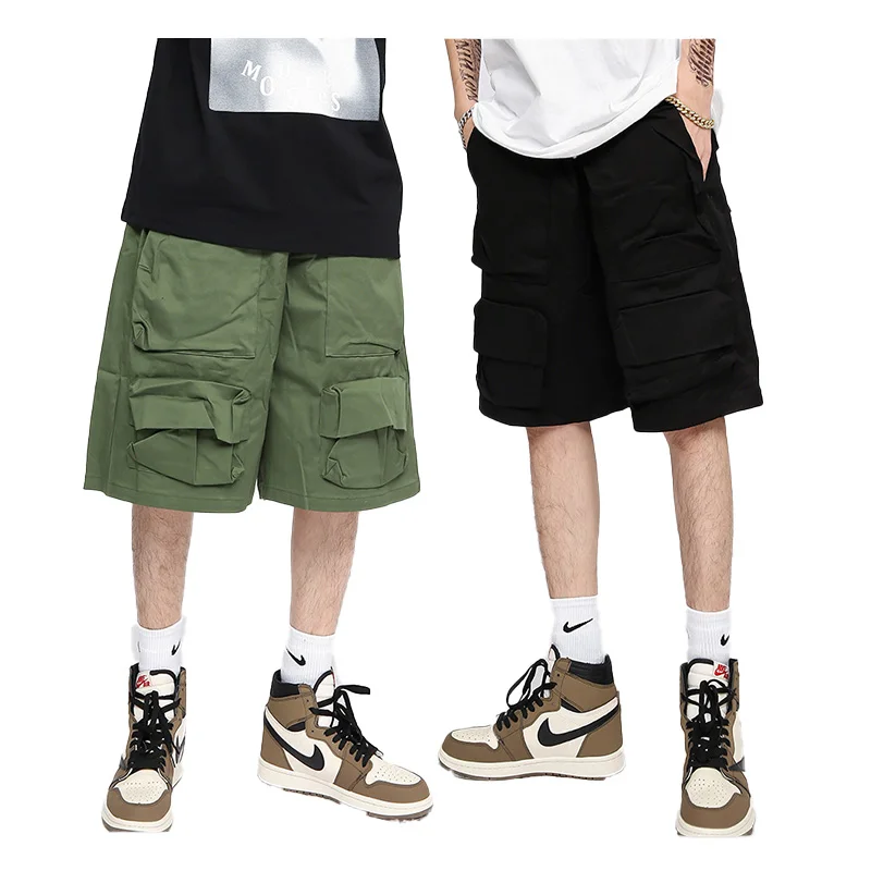 100% Cotton Cargo Shorts for Man PLUS Cotton Men Casual Pocket Bermuda Shorts Pants Denim Military Cargo Shorts
