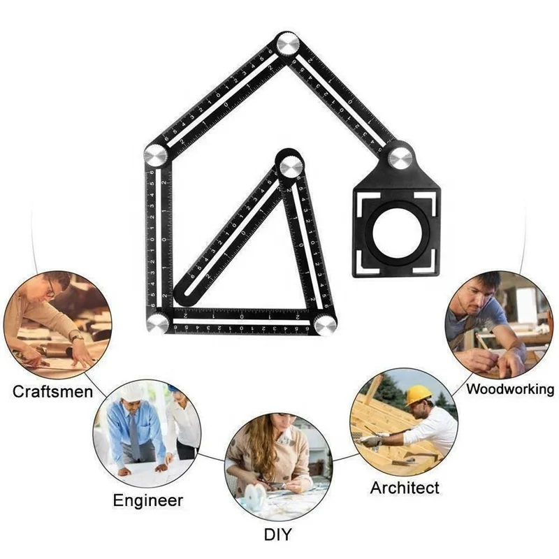 Aluminum alloy six-fold ruler ceramic tile hole locator measurement folding locator ruler positioning punch tool