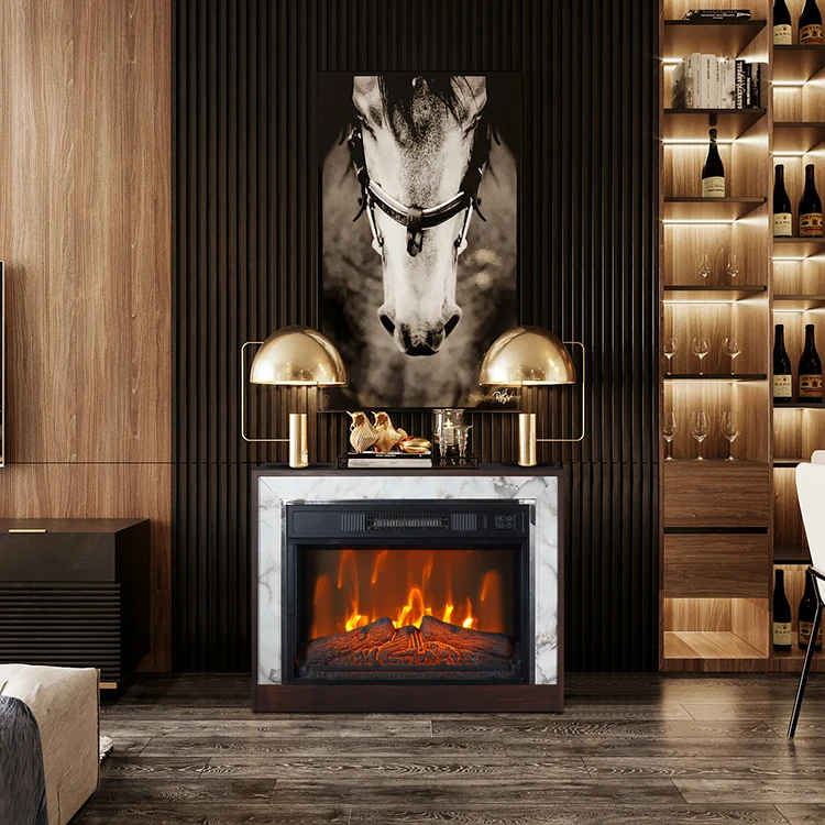 30 Inch Indoor Decorative Portable Fireplace Insert Fire Place Faux Marble Electric Fireplace Heater