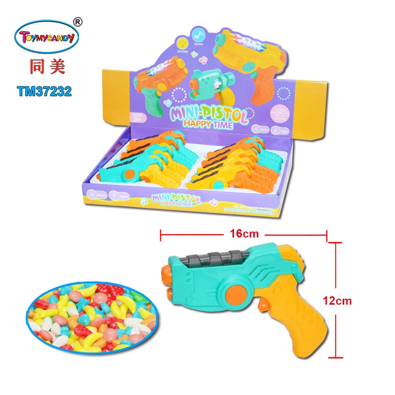New kids plastic candy toy direct from china manufacturer music gun toy with candy No. 1 selling in eu