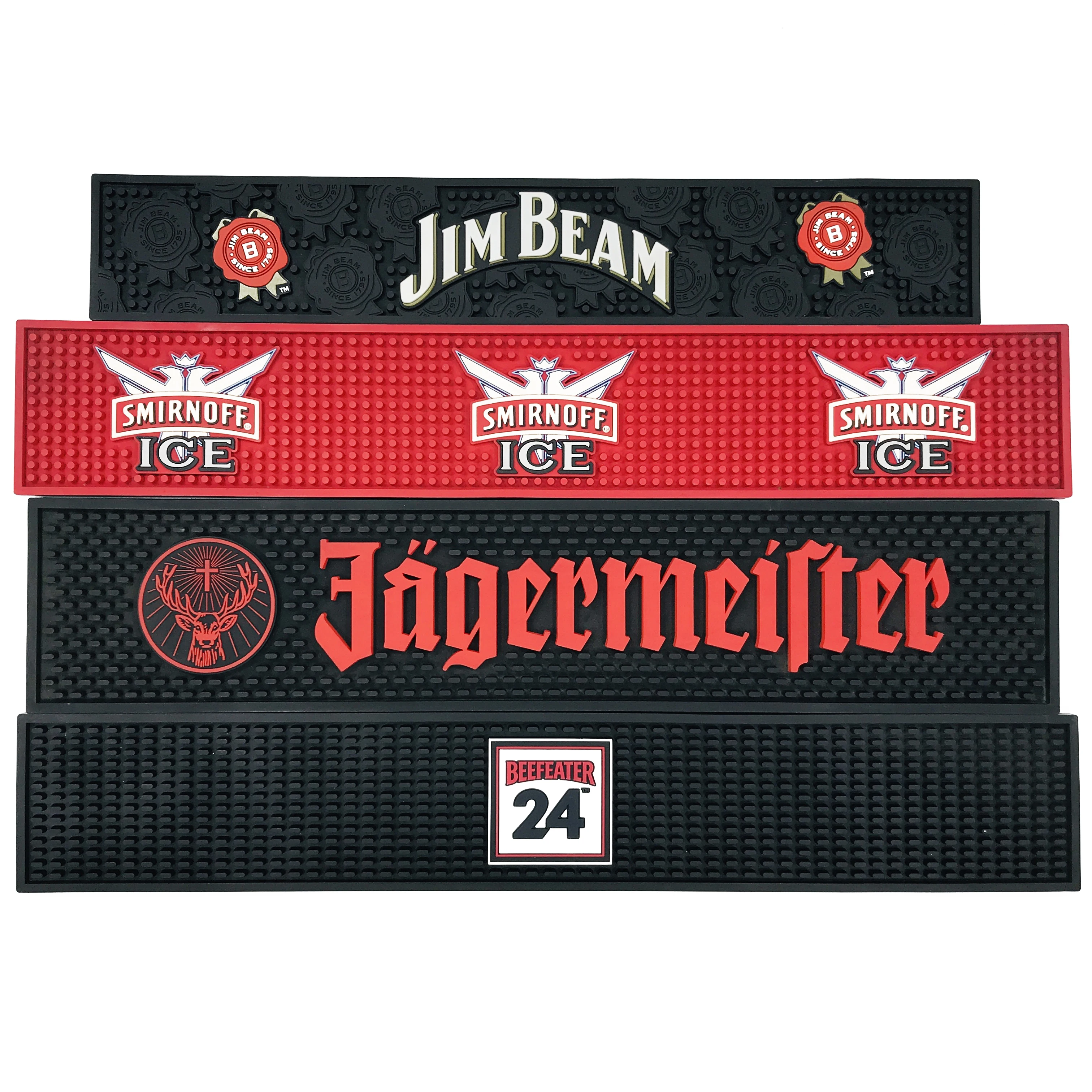 Индивидуальный логотип мягкий ПВХ резиновый пивной коврик для бара jagermeister