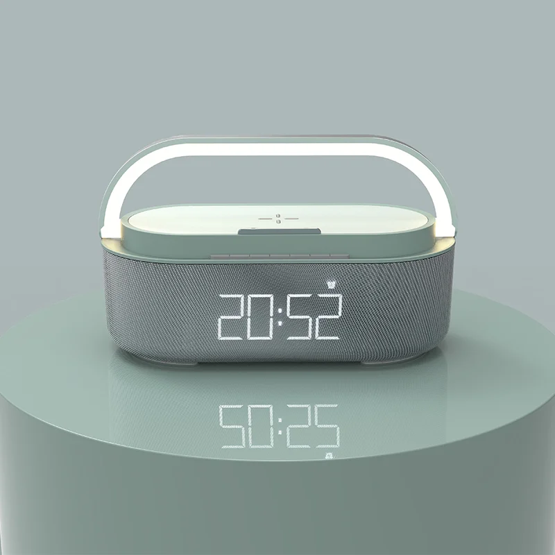 Great Roc Newest 3 In 1 Multi design lamps with Speaker FM Radio  phone stand lampada da tavolo led  Alarm clock 15W Qi Charger