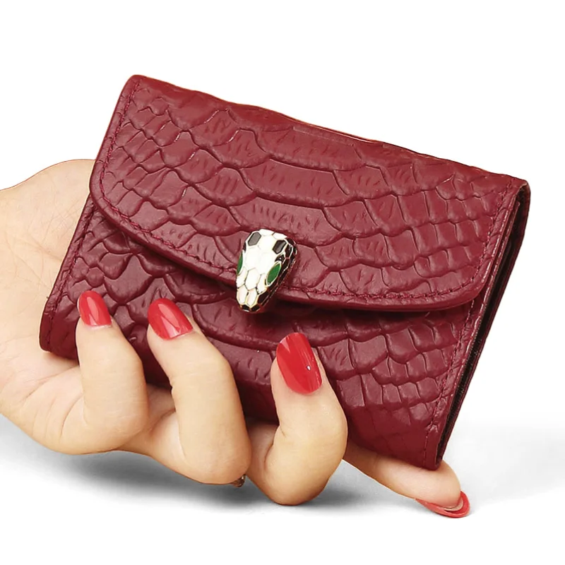 Vintage Style Snake Pattern Leather Wallet Luxury Business Card Holder with Envelope Design Men Women Holds Money Credit Cards