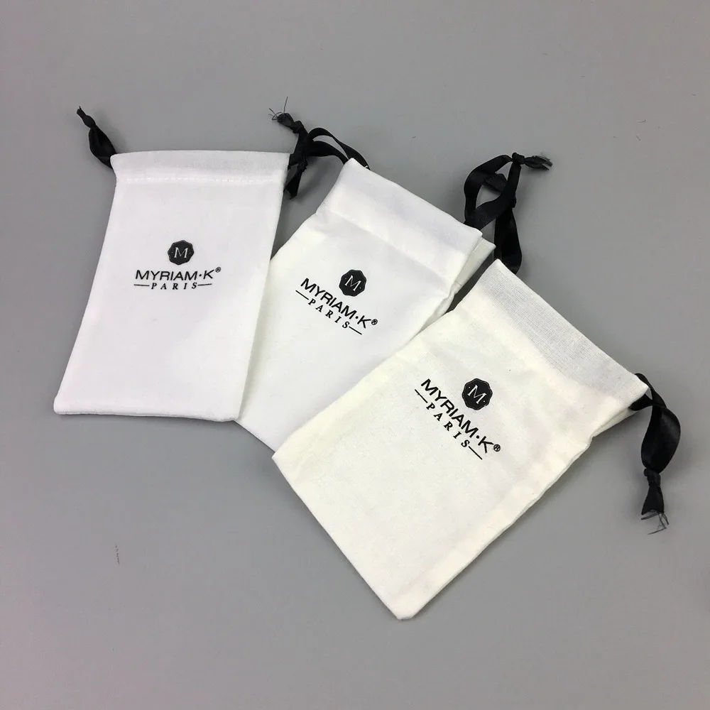 Nature color Custom Small Canvas Cotton Muslin Drawstring Dust Bags