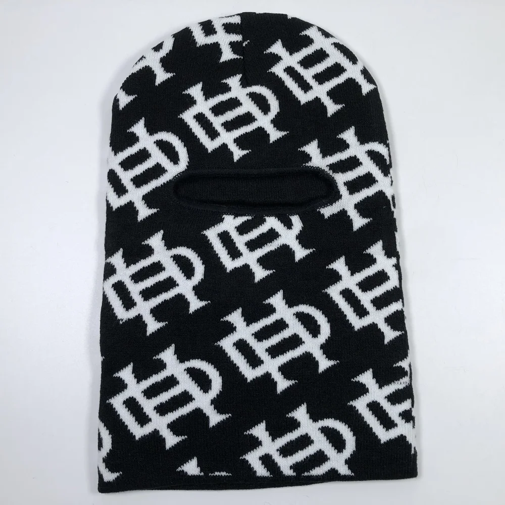 OEM fashion high quality acrylic knit unisex one hole full face masque winter ski mask for men custom  jacquard 2 colour balac