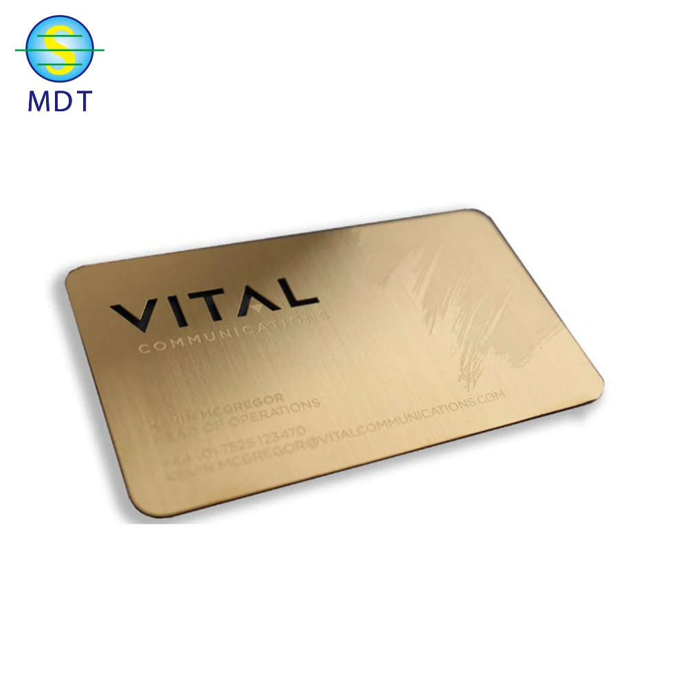 Gold engraved metal stainless steel cards