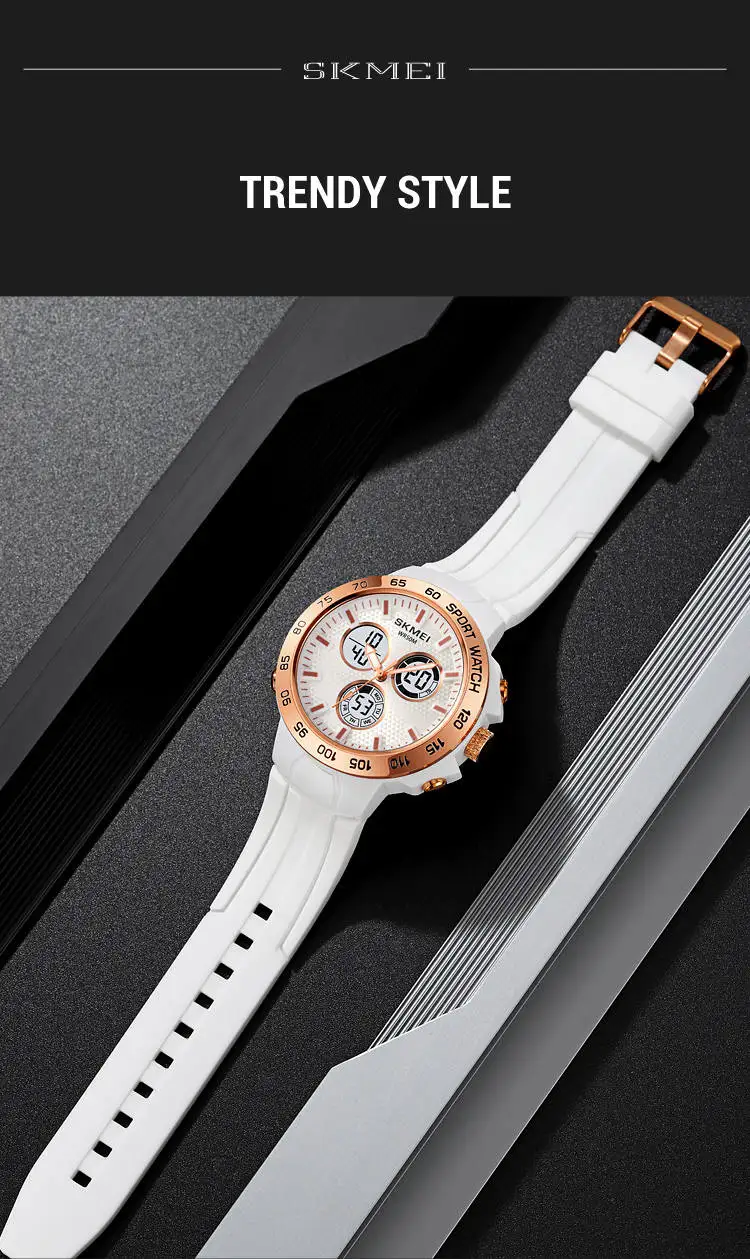 Skmei 2106 fancy odm men digital watch best Silicone strap water resist double display  sports watch manufacturer
