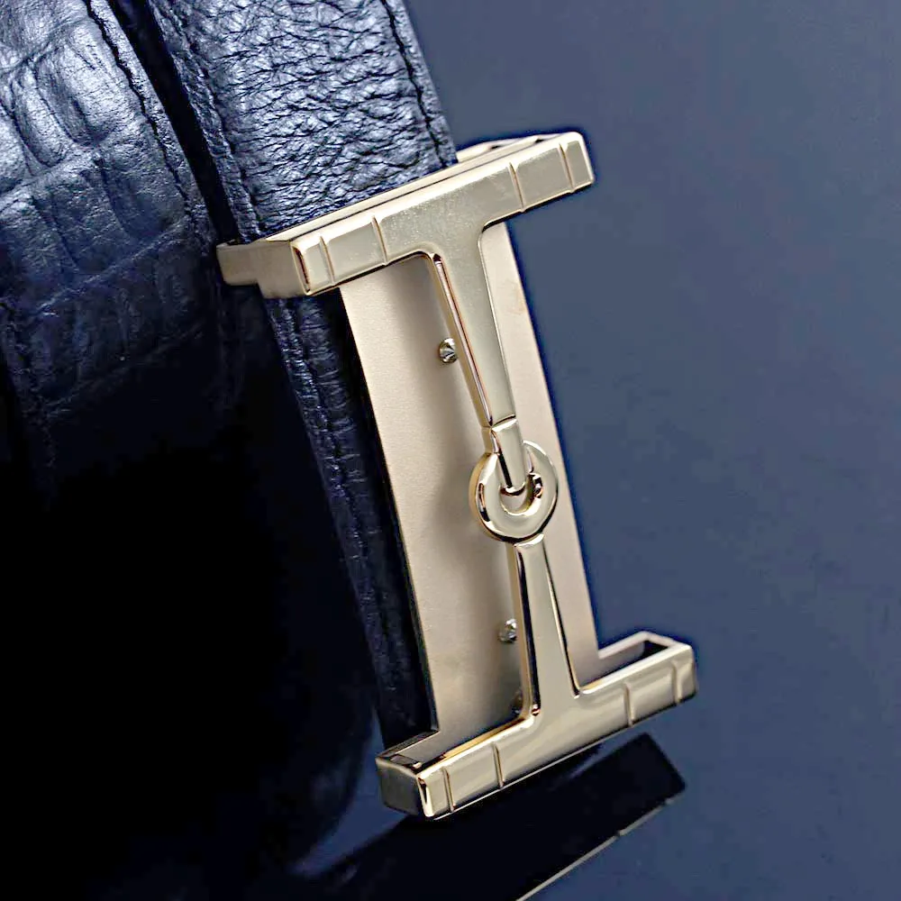 Letter H stainless steel Buckle Men Leather Belt