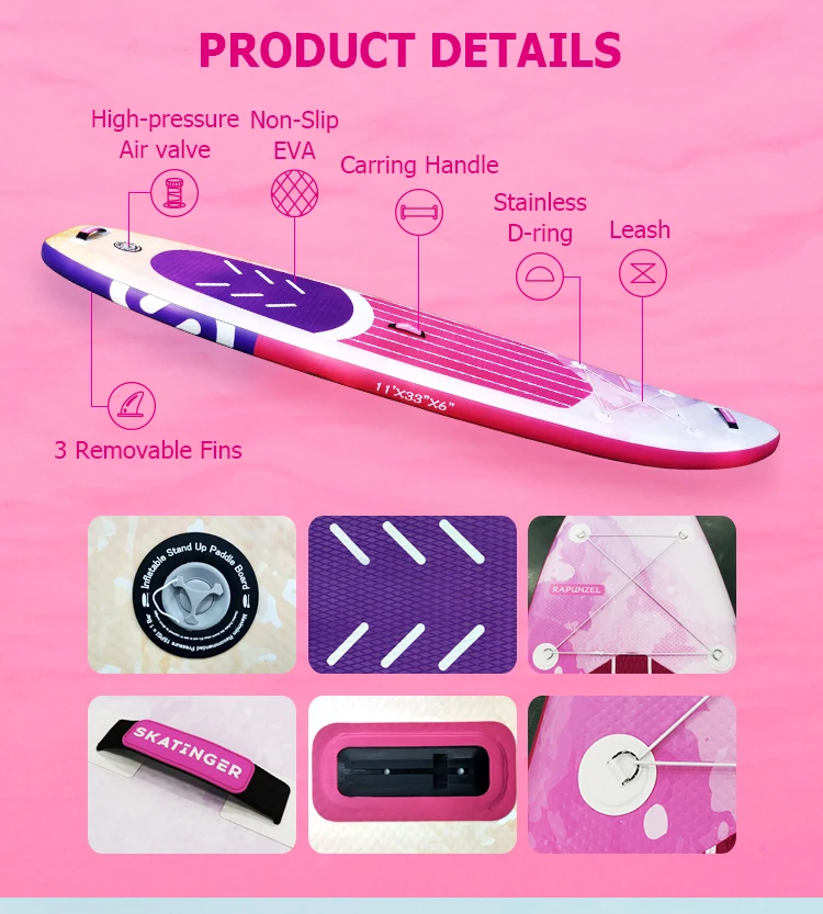 SKATINGER WEIHAI manufacturer OEM paddle board pink color inflatable sup for girl