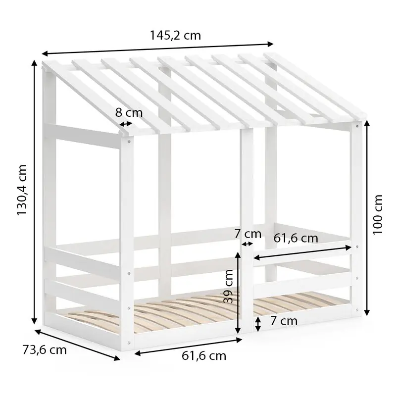 Wholesale Modern Luxury Baby Floor Beds Single House Solid Pine Wood Toddler Bed for Kids