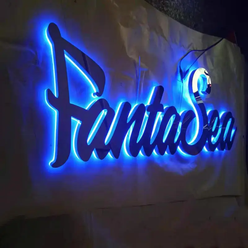 Custom 3D LED sign stainless steel channel letters light glowing shop signage cafe Illuminated lighting Signs