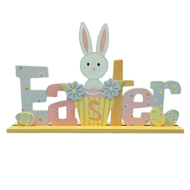 
New hanging decor Wooden Gift Colorful Rabbit Egg Easter Decoration 