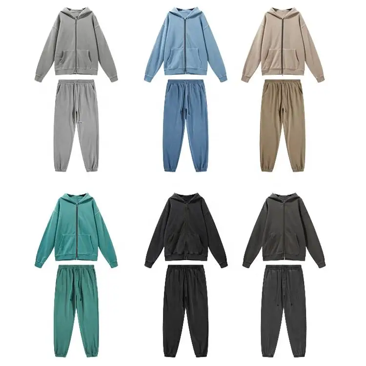 pure cotton vintage heavy weight fleece acid washed sweat pants plain french terry custom sweatpants