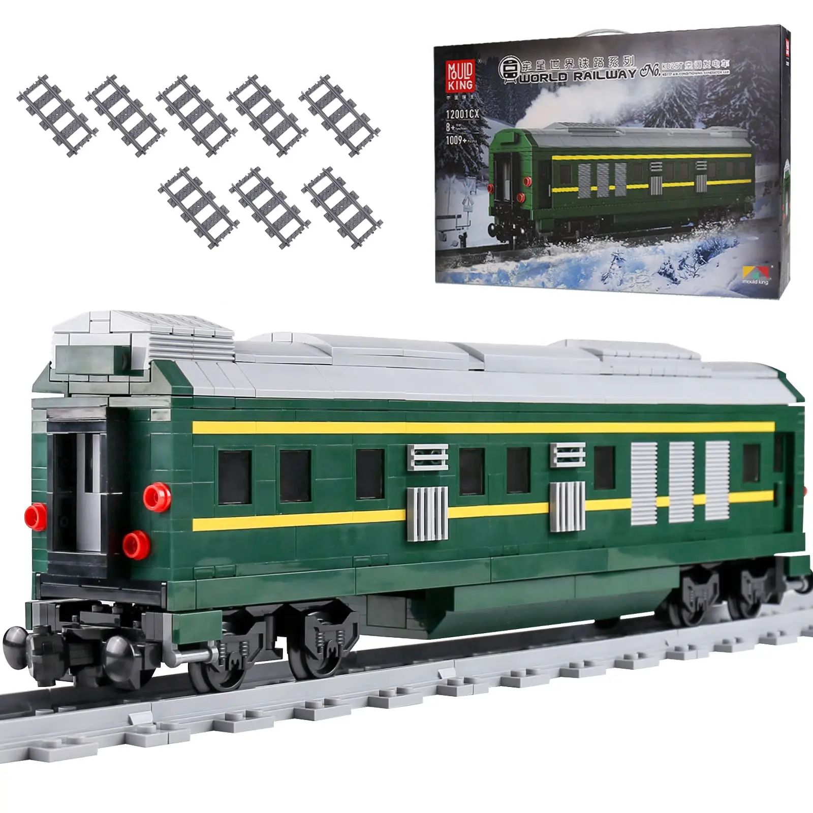 Mould King 12001 World Railway NJ2 green leather diesel type remote control locomotive series assembly plug-in toy model