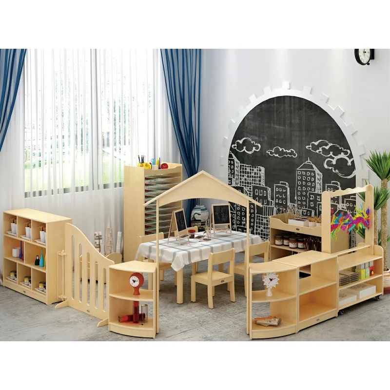  Фабрика в Гуанчжоу creche цветная классная деревянная детская мебель для детского сада на