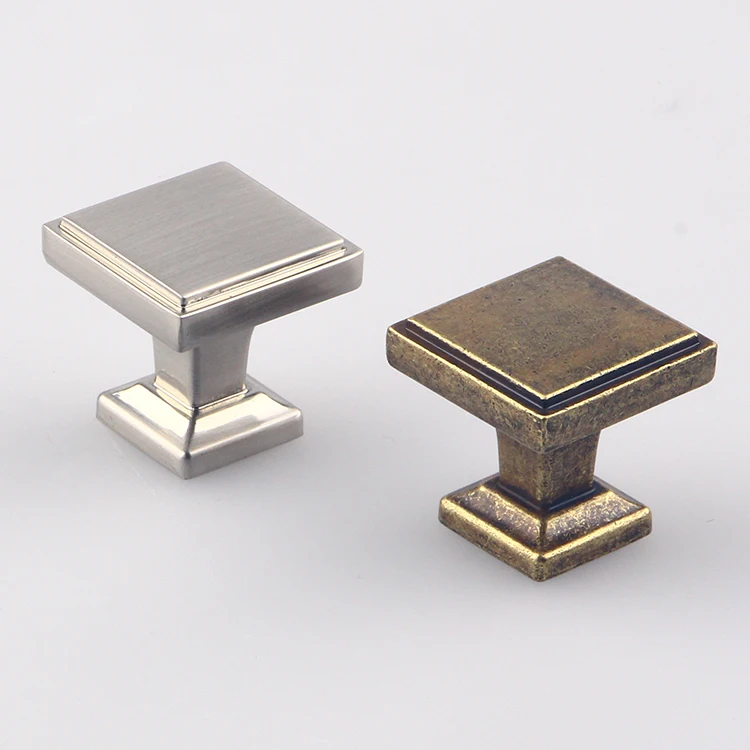 America style aged bonze zinc alloy square cabinet furniture knob handle