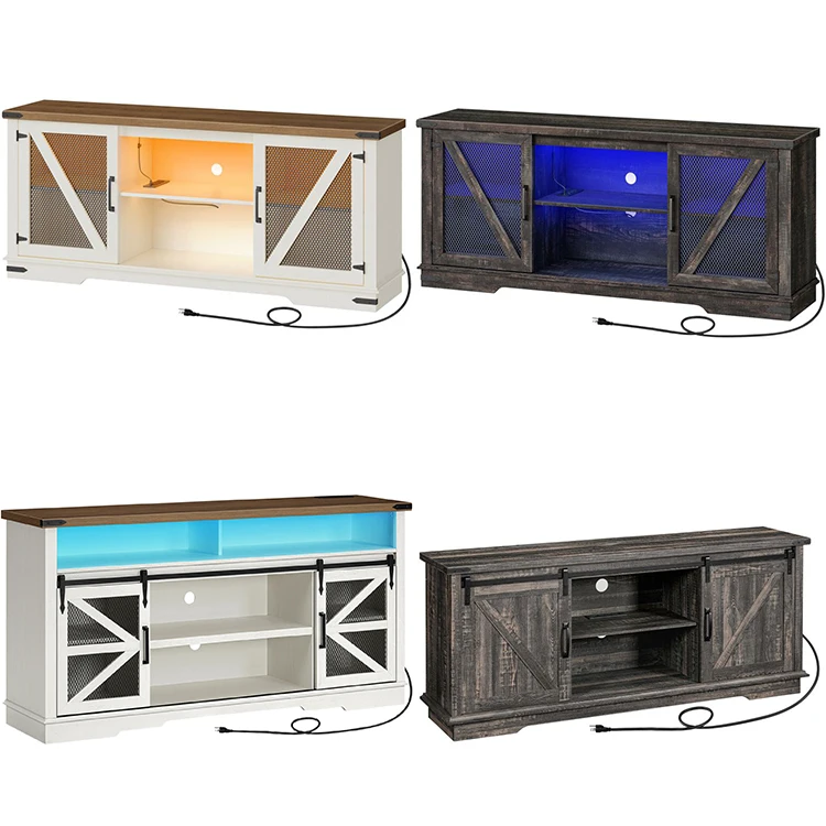 Wholesale Farmhouse Style TV Stands, HOOBRO Brand Farm house TV Unit Bench, Farmhouse TV Console Table, Farm TV Stand Cabinet