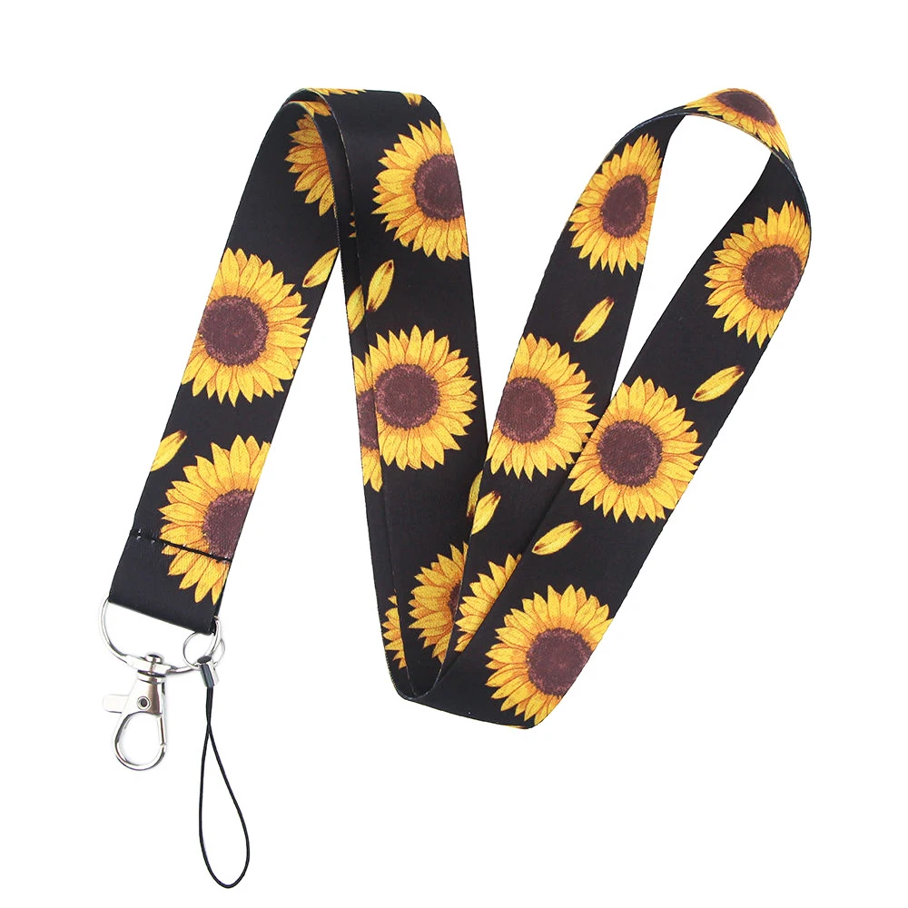 for with Sunflower Gifts Keychain Woven Neck Nurse Phone Sublimated Printed Logo Detachable Breakaway Polyester Custom Lanyard