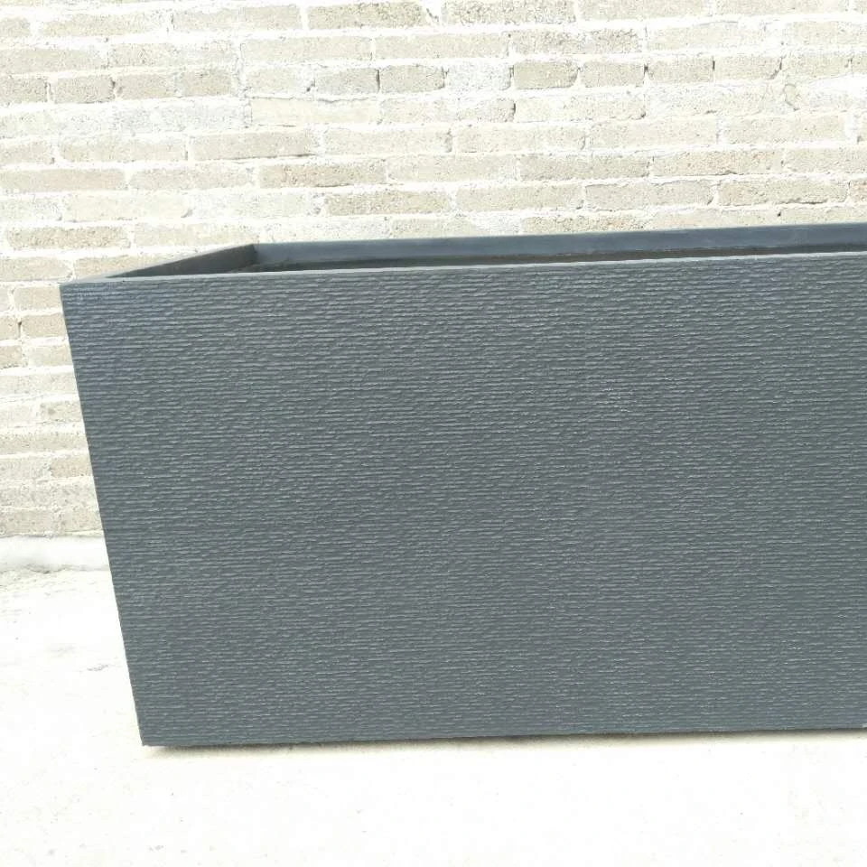 Большой садовый прямоугольный контейнер для цветов из стекловолокна и цемента