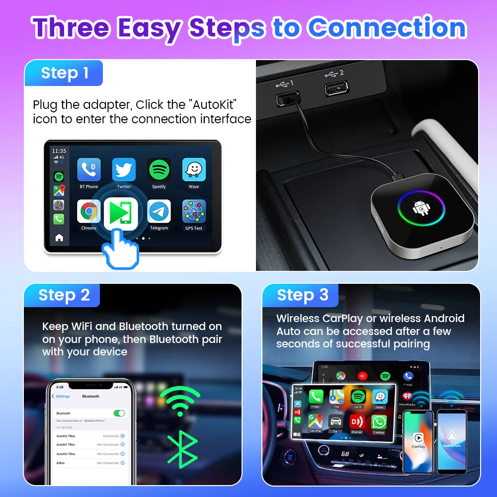 New Arrival Carlinkit 4G+64GB Android 13 System carplay module mini radio car android auto wireless carplay for Youtobe Netflix