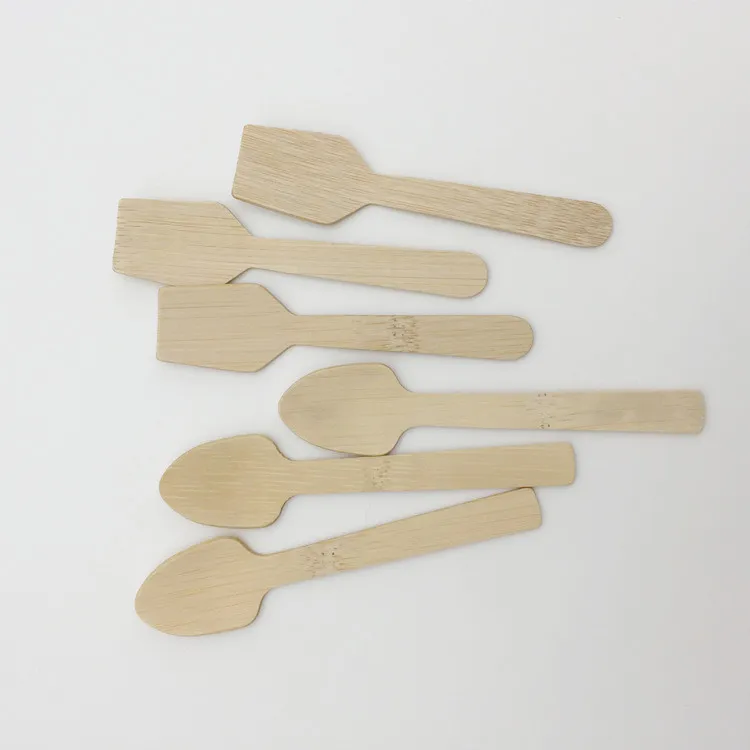Organic Natural bamboo biodegradable disposable BPA free  ice cream dessert spoons scoop