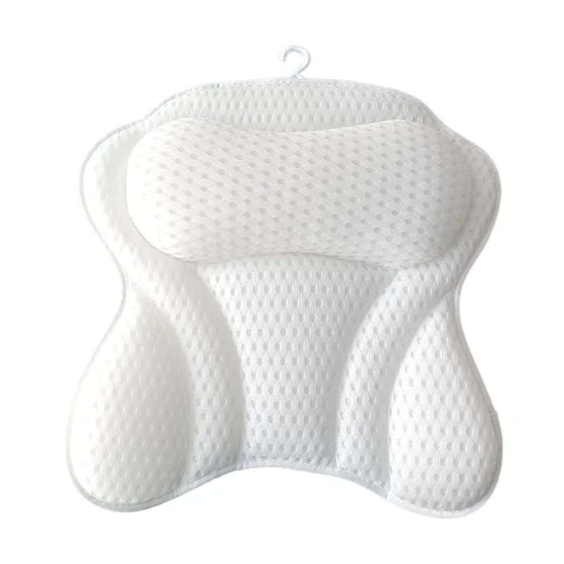 Ergonomic  4D Butterfly Shape Air Mesh  Washable Breathable Bath Tub Pillow Soft Spa Cushion Suction Cups Anti-slip Bath Pillow