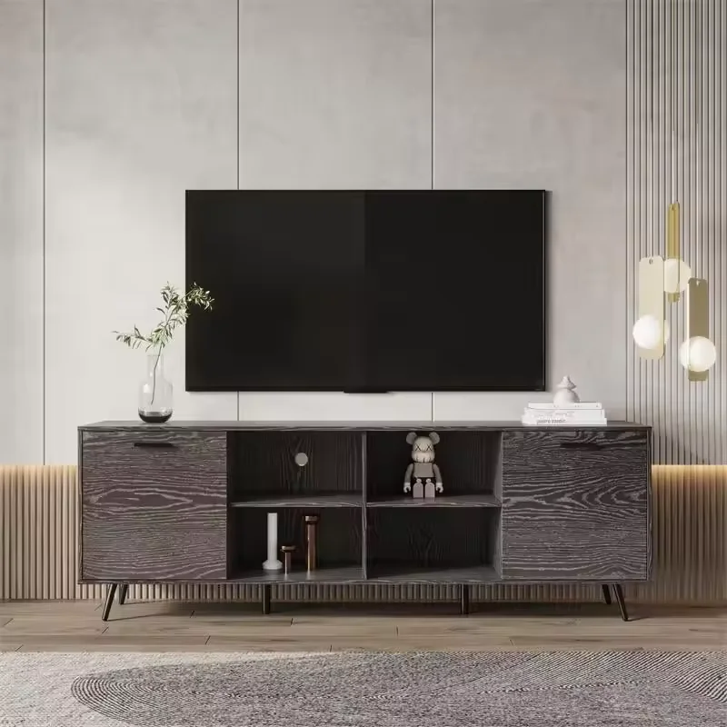 Mid-Century Wood Modern Entertainment modern tv stand Center Adjustable Storage Cabinet Tv Stands Designs