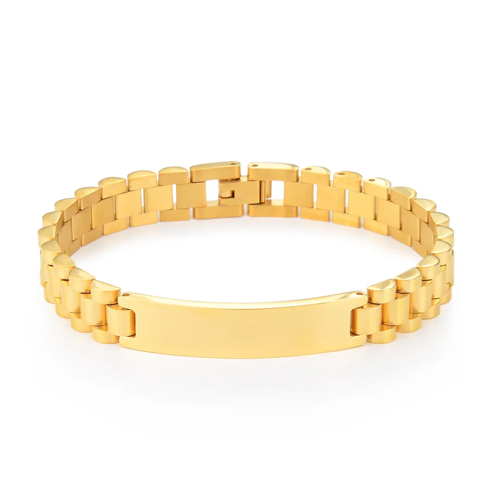 luxury jewelry custom 18K gold plated stainless steel watch link chain bracelet for men
