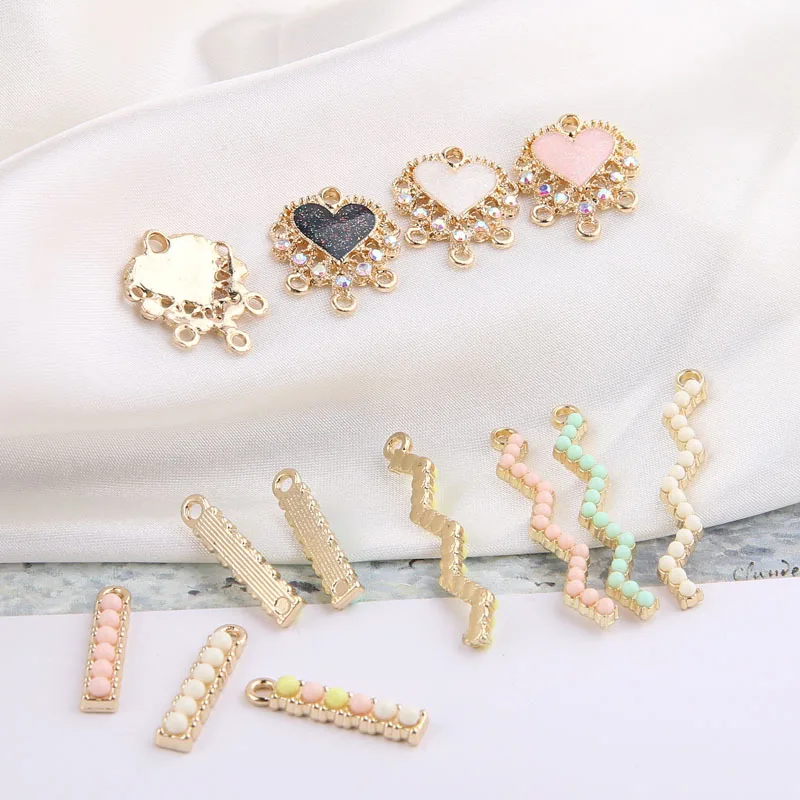 
enamel Alloy charms Gold Tone Plated Oil Drop DIY beads Jewelry Findings Metal Floral Women earring Pendant 