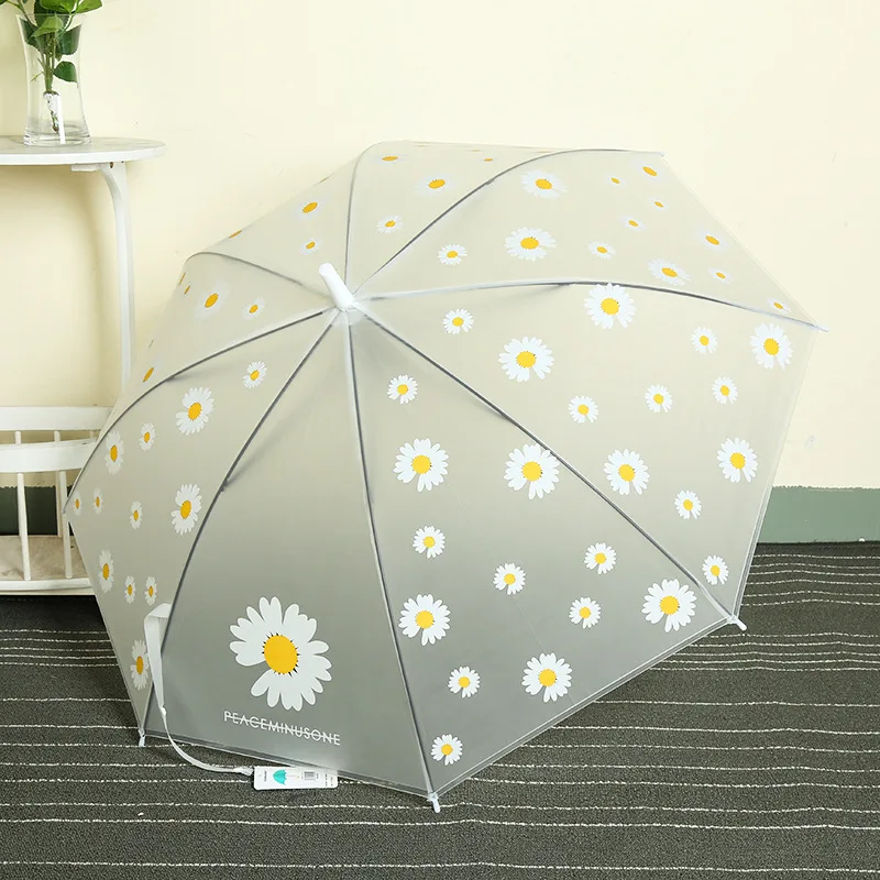 popular sale rain umbrella logo flower printing atomatic clear printing poe transparent umbrella