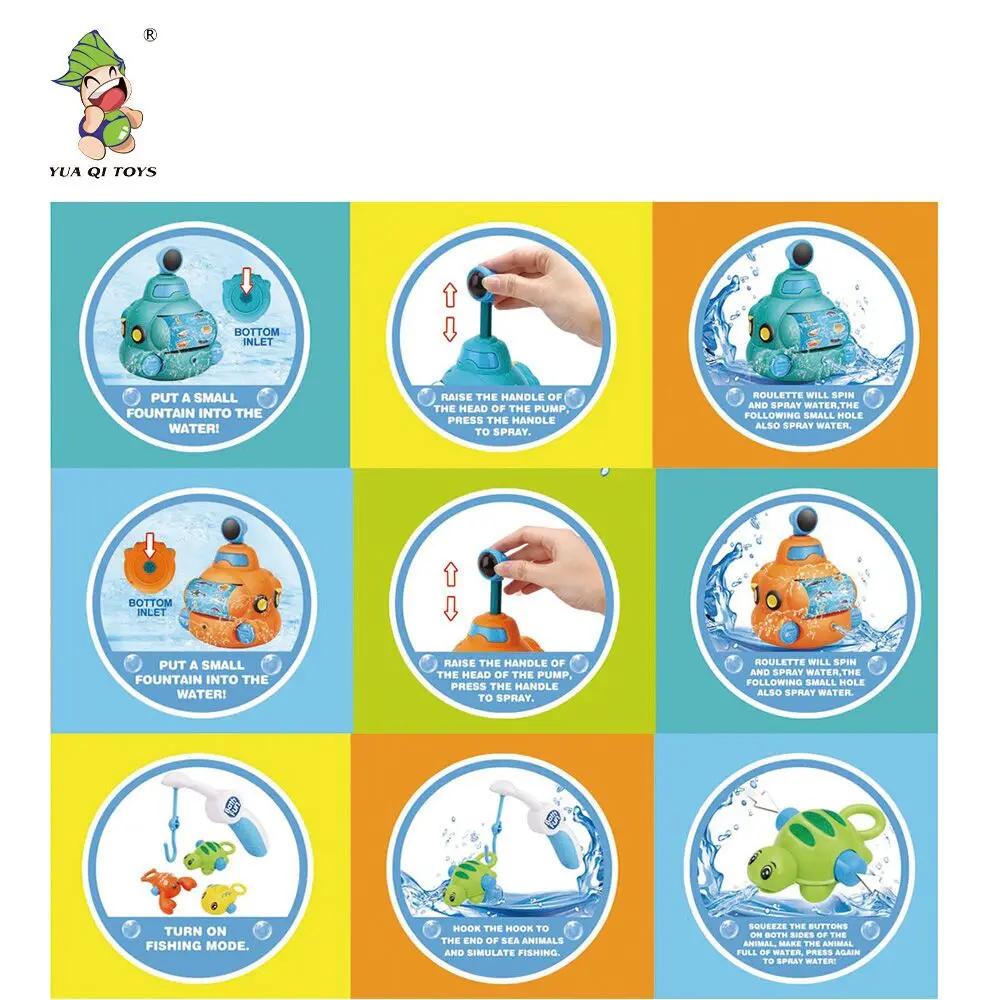 Bathroom Fun for Babies Water Jet Submarine & Fishing Combo Baby Toys