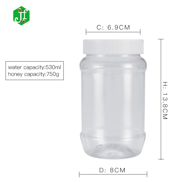 Cheap Price Peanut Butter Plastic Jar Transparent Food Pet Container With Screw 530ml
