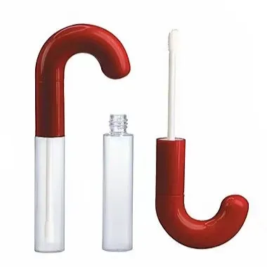 Plastic Lip Gloss Tube Cosmetic Packaging Best item for Christmas gifts Candy cane crutch shaped lipgloss tube