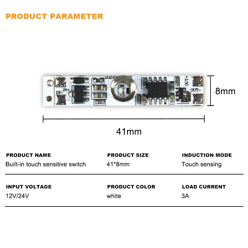 Factory 8mm DC12V/24V 3A Cabinet LED Strip Built-in Touch Sensor dimmer PCB board LED Dimming Module touch sensor switch