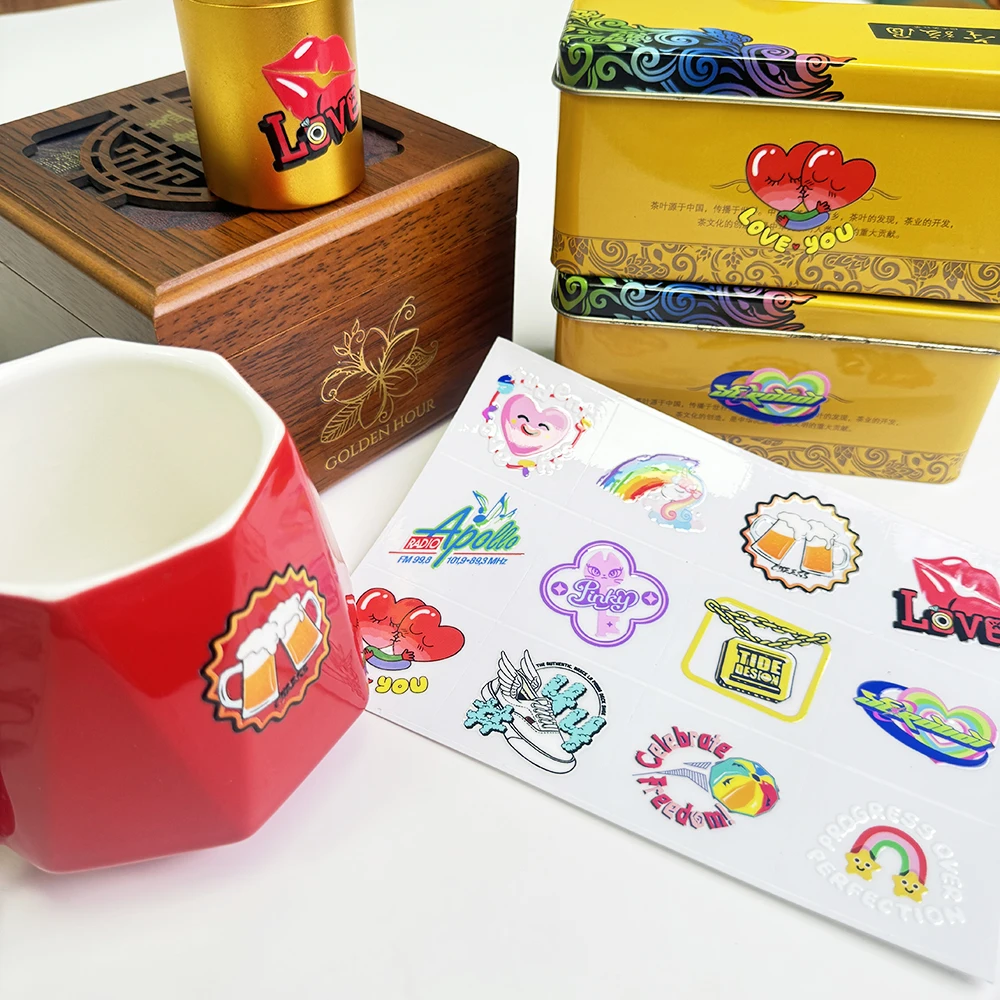 UV Transfer Logo Stickers Customized 3D Text Trademark Metal Labels