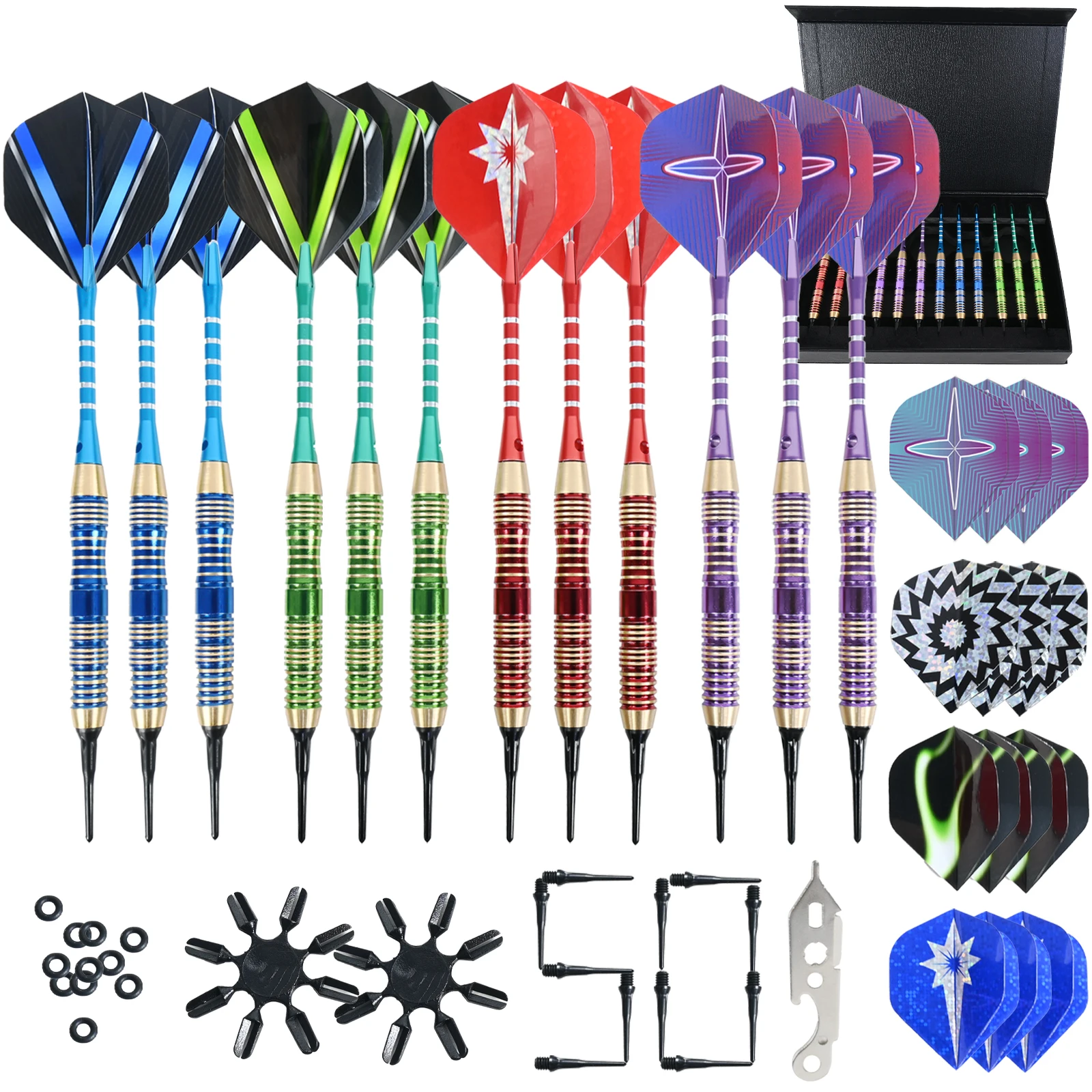 Win.Max 12 Pieces Per Pack 18g Soft Tip Darts Set Brass Dart Set for Electronic Dartboard Darts