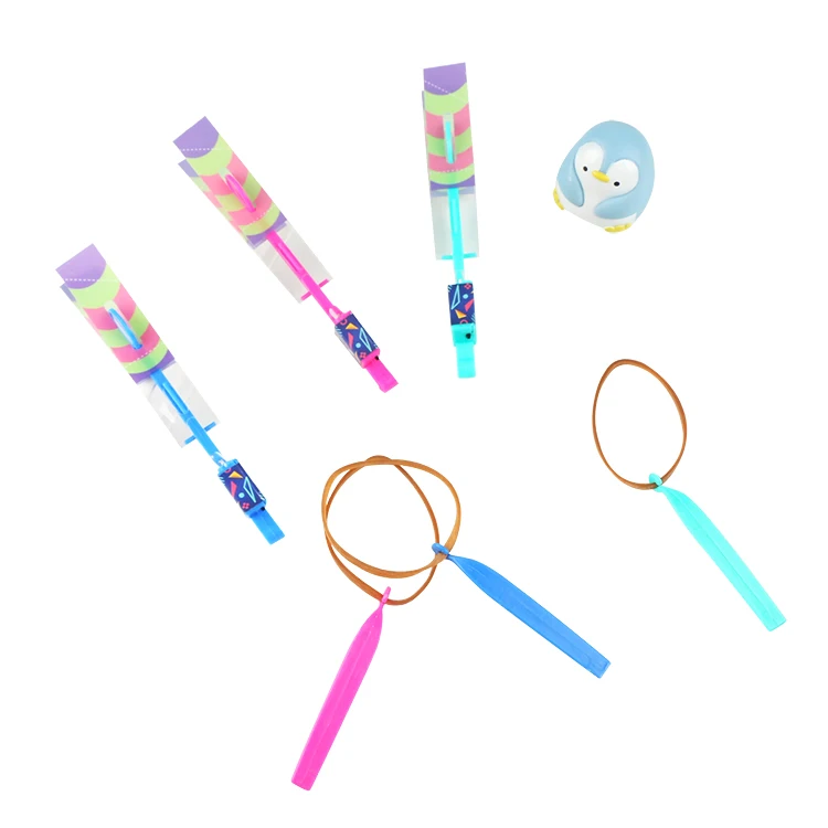  Best selling flying led spinning light up toys elastic powered toy set for