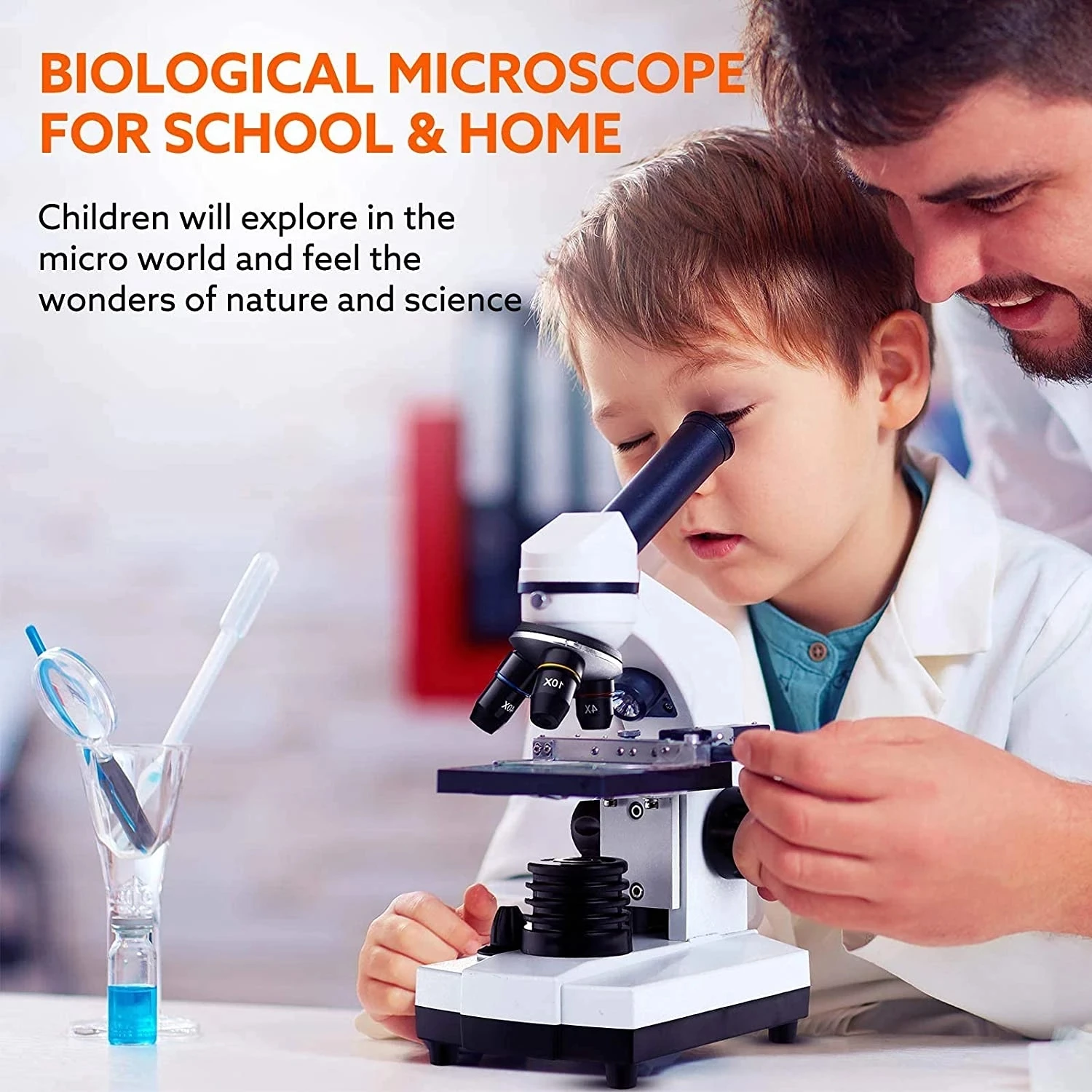 Electron Biology Microscope 1600X Led light  6 Color Filter Slides cell Observation Microscope Optical microscope digital micros