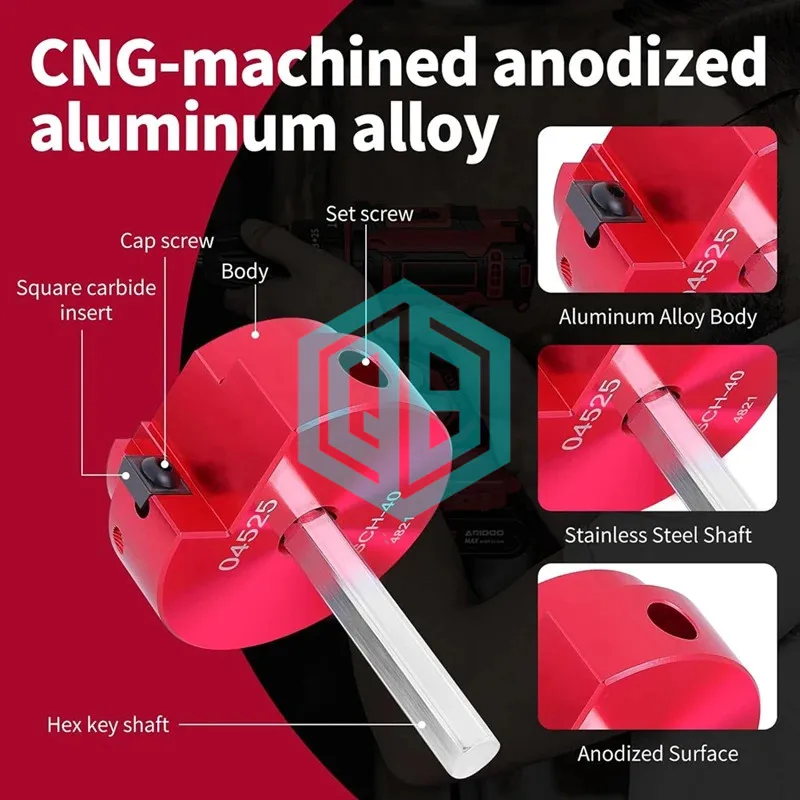 Aluminum Alloy Plastic Pipe Fitting Reamer 4 Piece Kit Fit Into Standard 1/2Inch Drills 3/8Inch Durable Hex PVC Pipe Reamer Tool